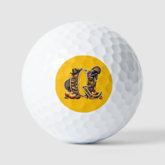 Letter Q Thanksgiving style turkey  Golf Balls