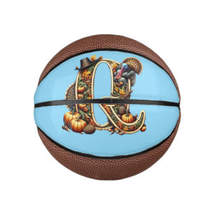Letter Q Thanksgiving style turkey  Mini Basketball