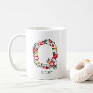Letter Q Whimsical Floral Letter Monogram I Mug