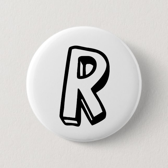 Letter R 6 Cm Round Badge (Front)