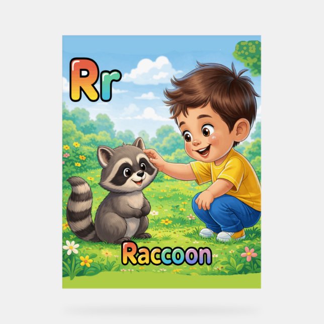 Letter R Alphabet Poster – R is for Racoon (Front)