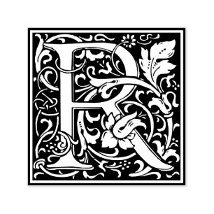 Letter R art nouveau black and white Tile Self-inking Stamp