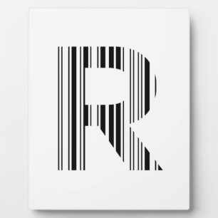 LETTER R BAR CODE First Initial Barcode Pattern Plaque