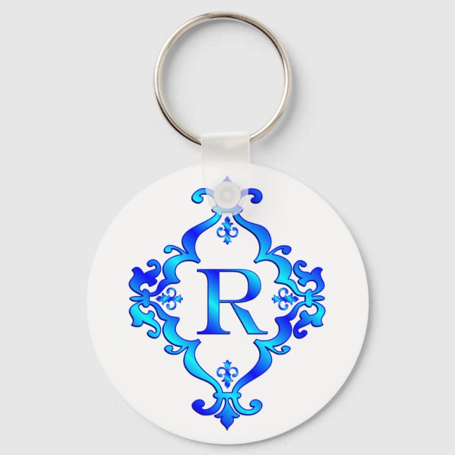 Letter R Blue Key Ring (Front)