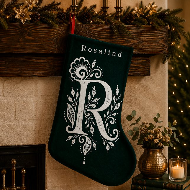 Letter R Botanical Monogram Personalised Stocking (Creator Uploaded)
