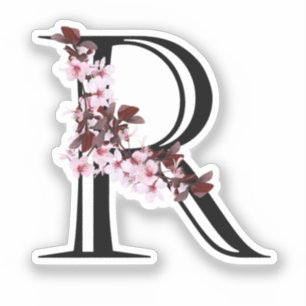 Letter R, Cherry Blossom Sticker