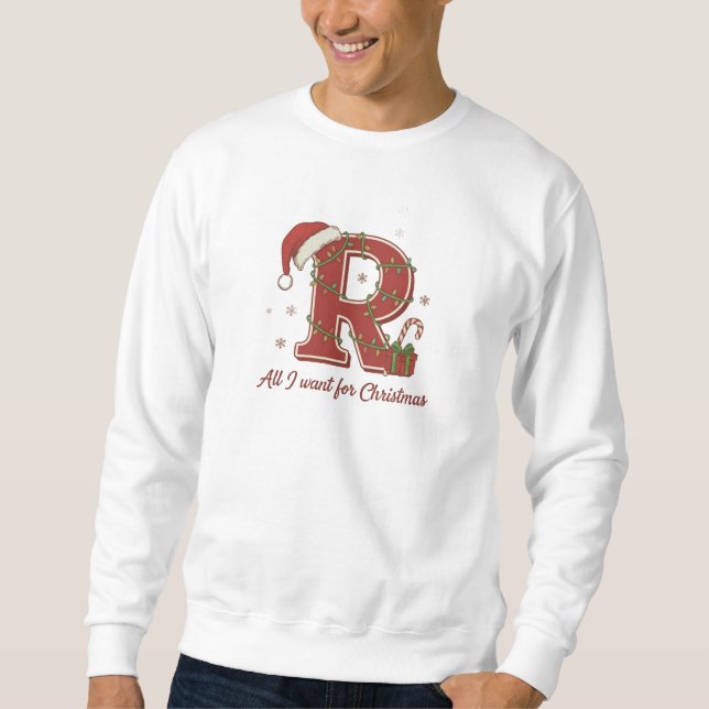 Letter R Christmas Monogram Design Sweatshirt (Front)