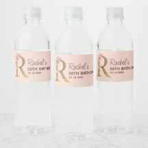 Letter R Gold Monogram Blush Pink Roses