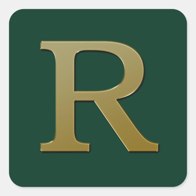 Letter R Gold Square Sticker (Front)