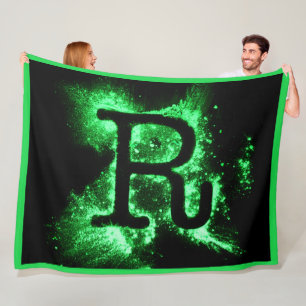 Letter R Green Capital Alphabet Fleece Blanket