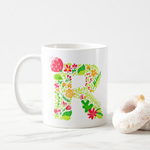 Letter R in Flowers Coffee Mug