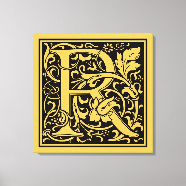 Letter R Mediaeval Monogram Art Nouveau Canvas Print (Front)