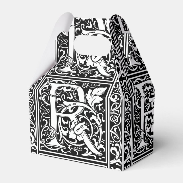 Letter R Mediaeval Monogram Art Nouveau Favour Box (Front Side)