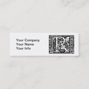Letter R Mediaeval Monogram Art Nouveau Mini Business Card