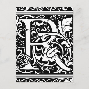 Letter R Mediaeval Monogram Art Nouveau Postcard