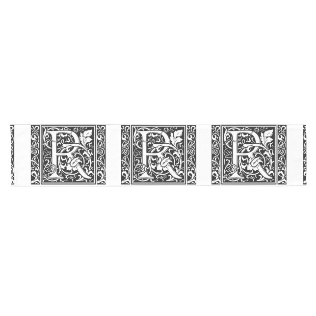 Letter R Mediaeval Monogram Art Nouveau Short Table Runner (Horizontal)