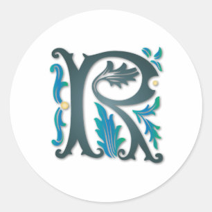 Letter R Monogram Classic Round Sticker