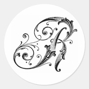 Letter R Monogram Classic Round Sticker