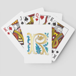Letter R Monogram Fleur de lis Playing Cards