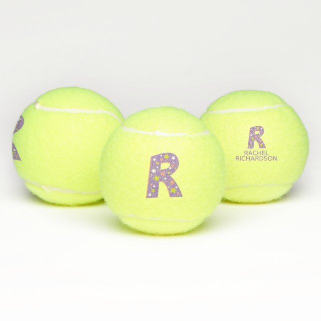 Letter R monogram girls personalised purple  Tennis Balls (Multi)