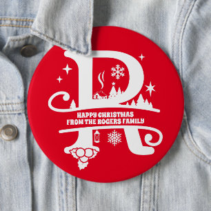 Letter R Monogram Initial Family Name Greeting  6 Cm Round Badge