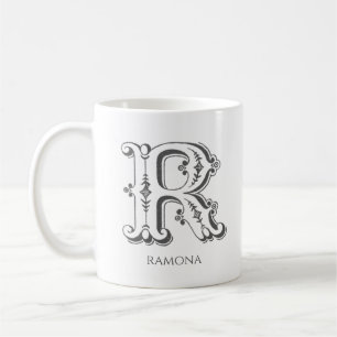 Letter R Monogram Modern Name  Coffee Mug