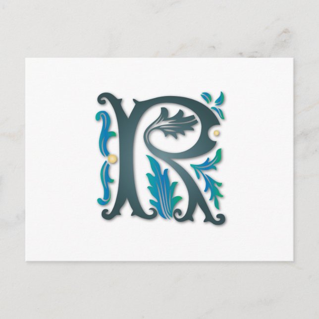 Letter R Monogram Postcard (Front)