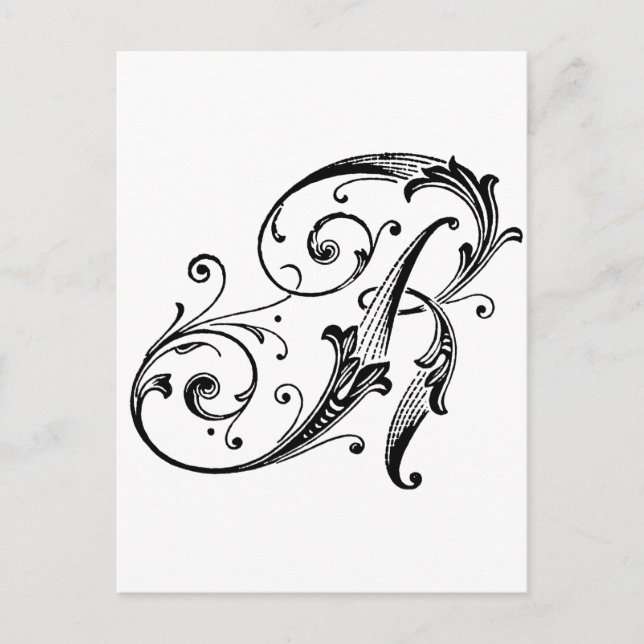 Letter R Monogram Postcard (Front)