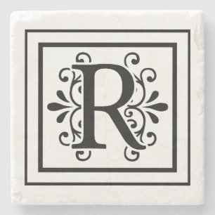 Letter R Monogram Stone Coasters