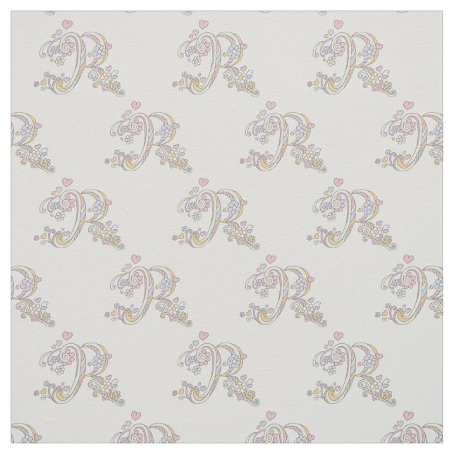 Letter R monogrammed personalised fabric (Swatch)