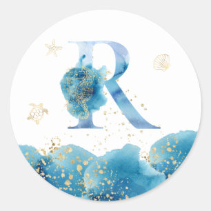*~*  LETTER  R - Sea Ocean Beach Envelope  Sticker