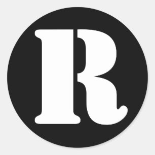 Letter R Stencil Alphabet by Janz Black Classic Round Sticker