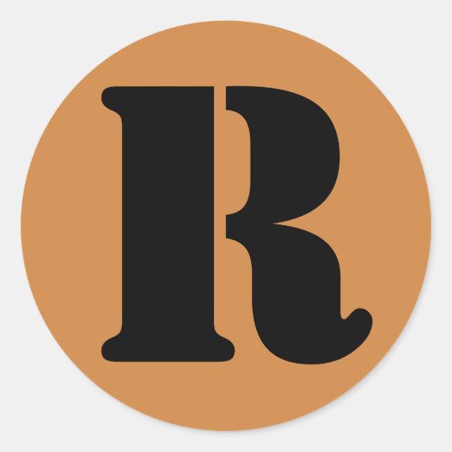 Letter R Stencil Alphabet by Janz Peru Gold Classic Round Sticker (Front)