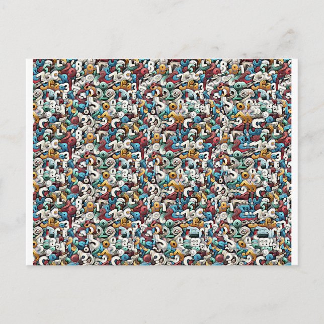 Letter R Stereogram Magic Eye - No Envelope Postcard (Front)