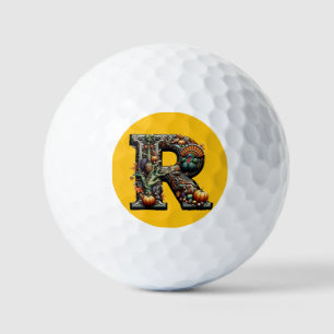 Letter R Thanksgiving style turkey Golf Balls