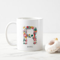 Letter R | Whimsical Floral Letter Monogram I Mug