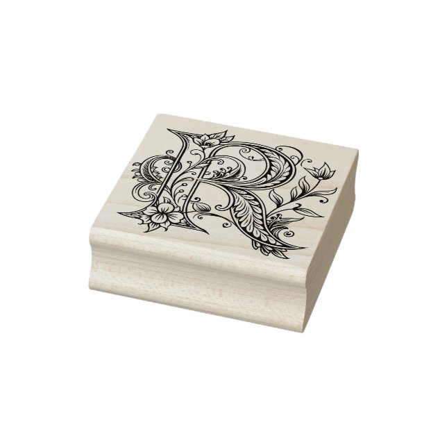 Letter R Wood Art Rubber Stamp (Stamp)