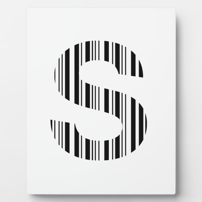 LETTER S BAR CODE First Initial Barcode Pattern Plaque (Front)