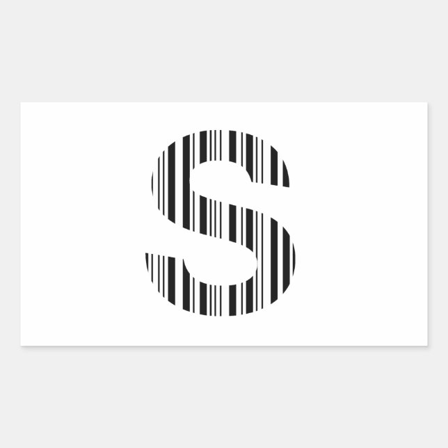 LETTER S BAR CODE First Initial Barcode Pattern Rectangular Sticker (Front)