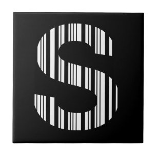 LETTER S BAR CODE First Initial Barcode Pattern Tile