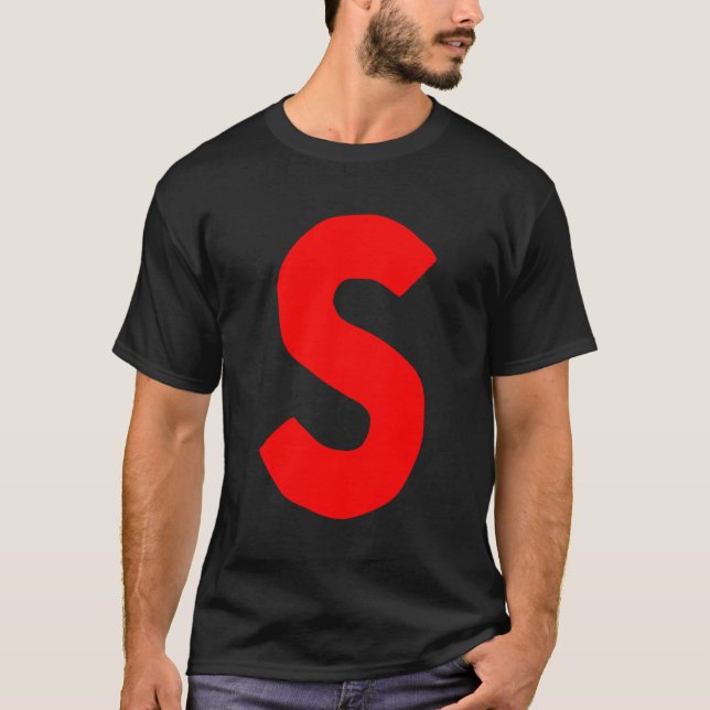 Letter S Big And Bold Red T-Shirt (Front)