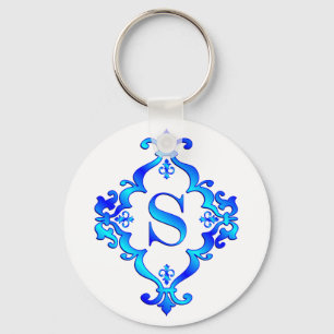 Letter S Blue Key Ring