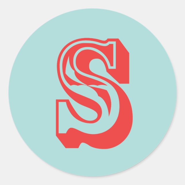 Letter S carnival style monogram initial favour Classic Round Sticker (Front)