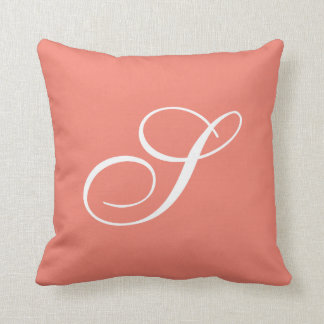 Letter S Coral Monogram Pillow