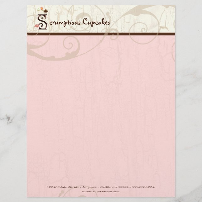 Letter S  Cupcake Business Letterhead (Front)