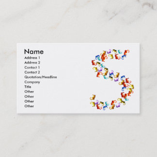 Letter S made out of colourful seahorse graphics Business Card