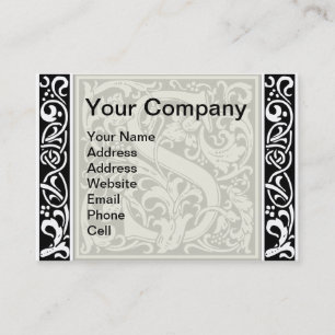 Letter S Mediaeval Monogram Art Nouveau Business Card