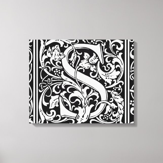 Letter S Mediaeval Monogram Art Nouveau Canvas Print (Front)