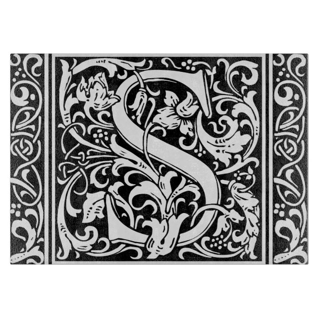 Letter S Mediaeval Monogram Art Nouveau Cutting Board (Front)