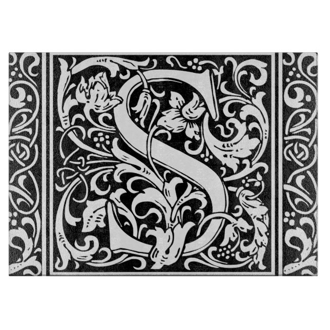 Letter S Mediaeval Monogram Art Nouveau Cutting Board (Front)